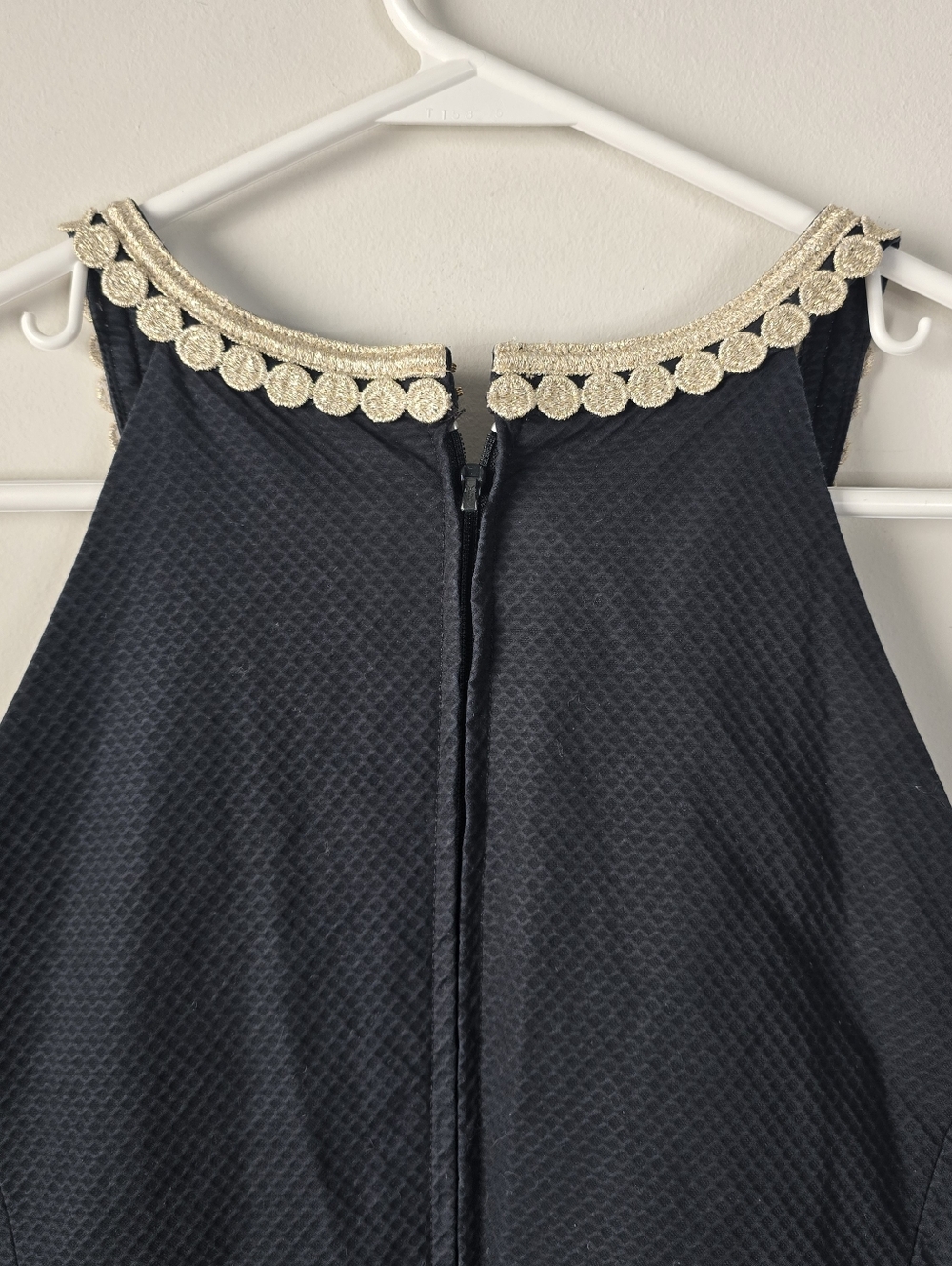 Lilly Pulitzer Layne Stretch Shift Dress Onyx Black & Gold Metallic Lace 16 - Picture 8 of 15